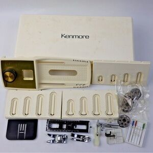 Vintage Sears Kenmore Buttonholer Attachment Templates, Presser Feet, Bobbins